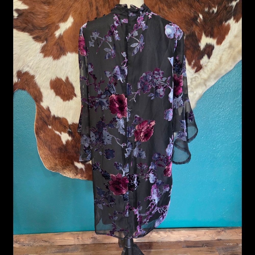 Tahari Black Dress with Floral Design - Picture 6 of 9
